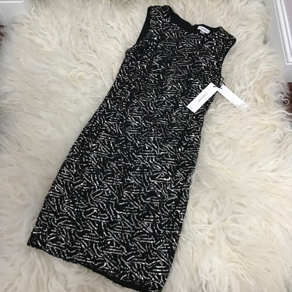 CALVIN KLEIN Sequined Cocktail Sheath Dress - Picture 5 of 11